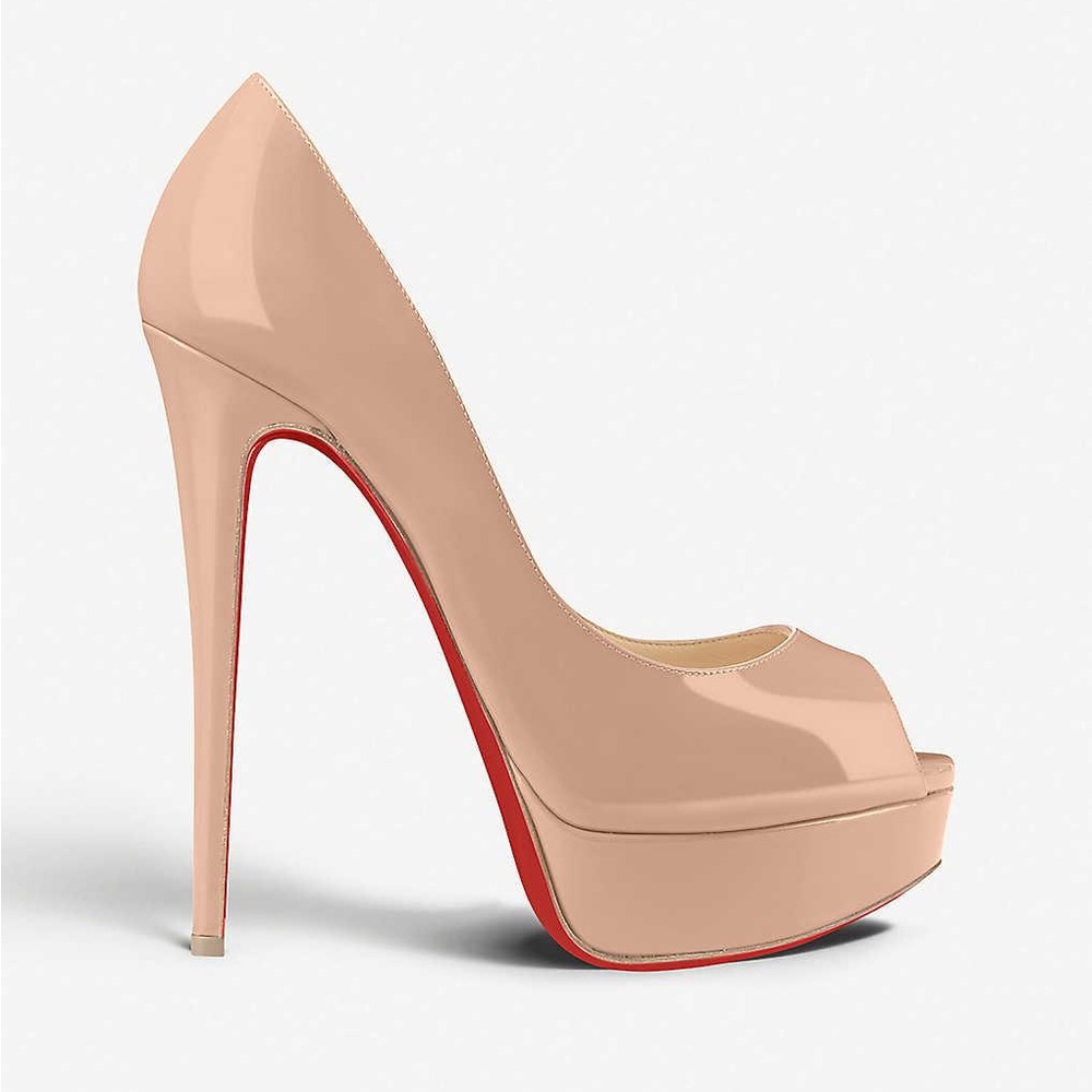 CHRISTIAN LOUBOUTIN Nude Patent Lady Peep Toe
